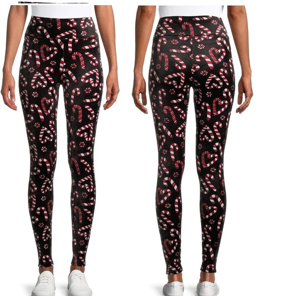 No Boundaries Juniors' Candy Cane Super Plush Leggings Size Sm XL Christmas NWT - Picture 1 of 3